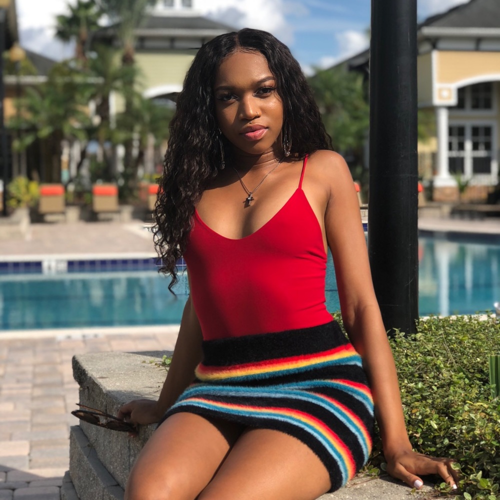 Forever 21 Fuzzy Rainbow Skirt